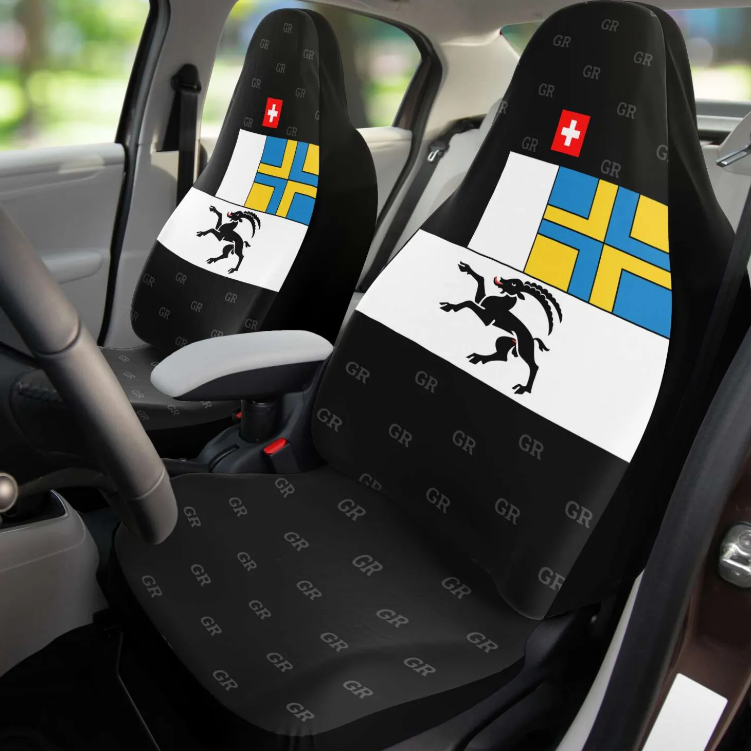 Autositzbezüge 2x | Graue Flagge