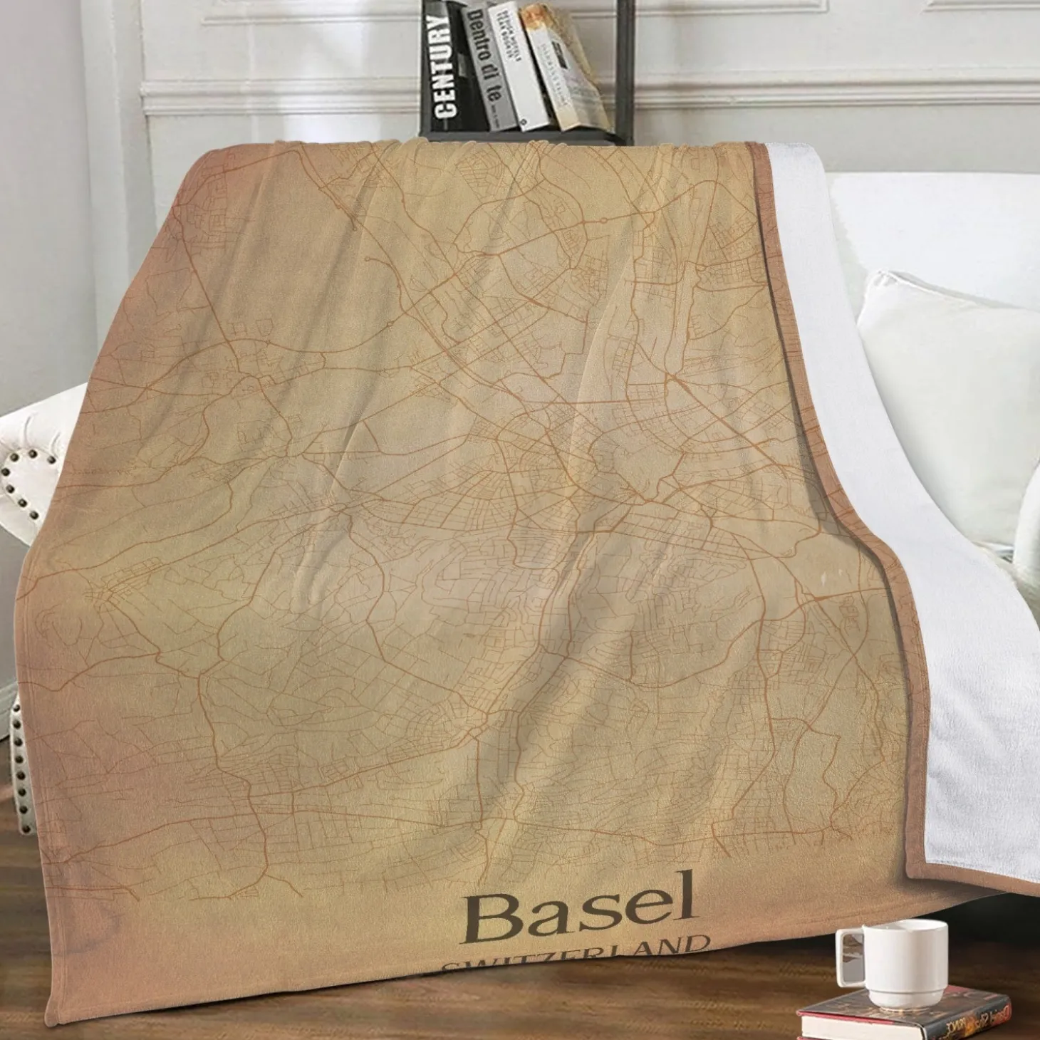 Fleecedecke Basel Vintage Karte