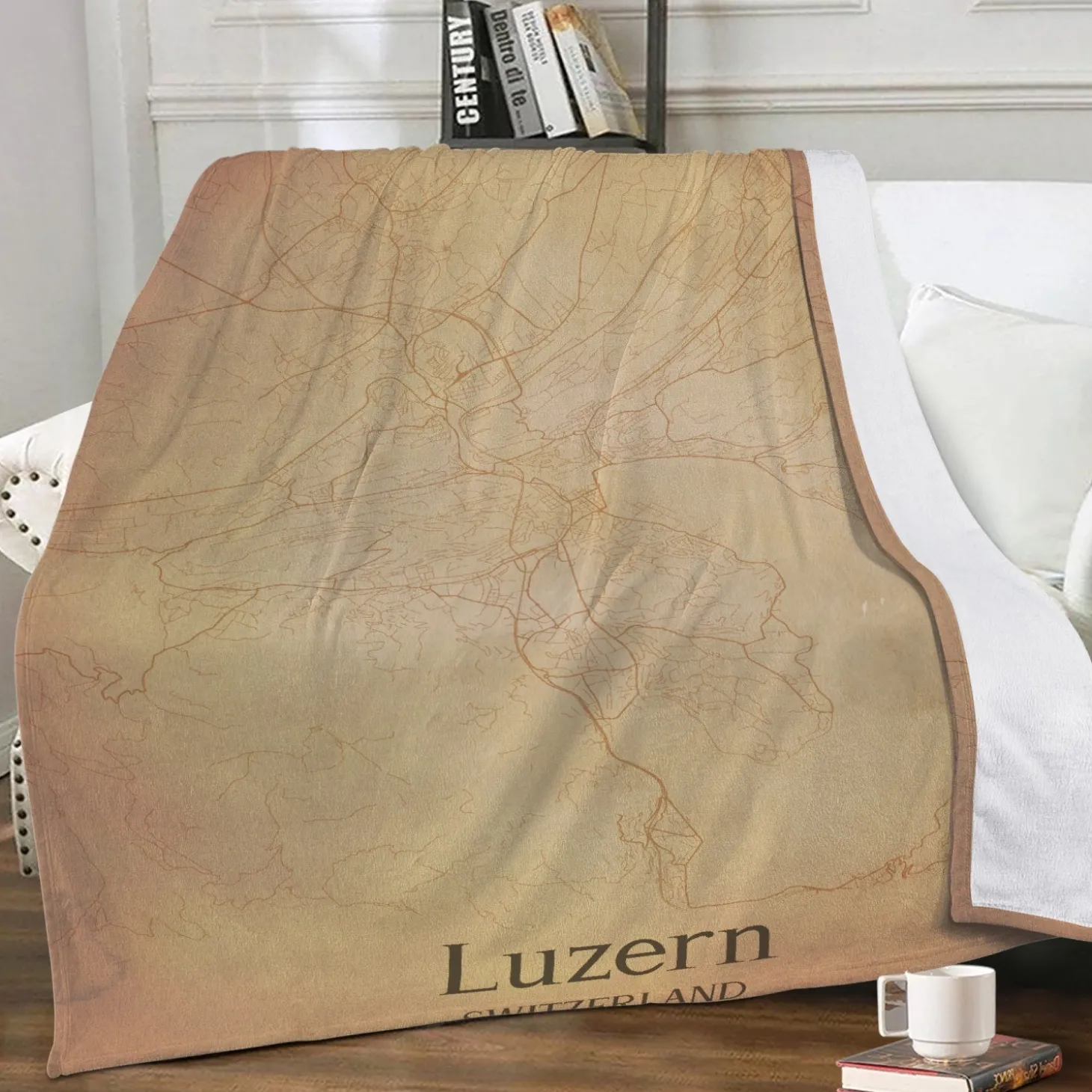 Fleecedecke Luzern Vintage map