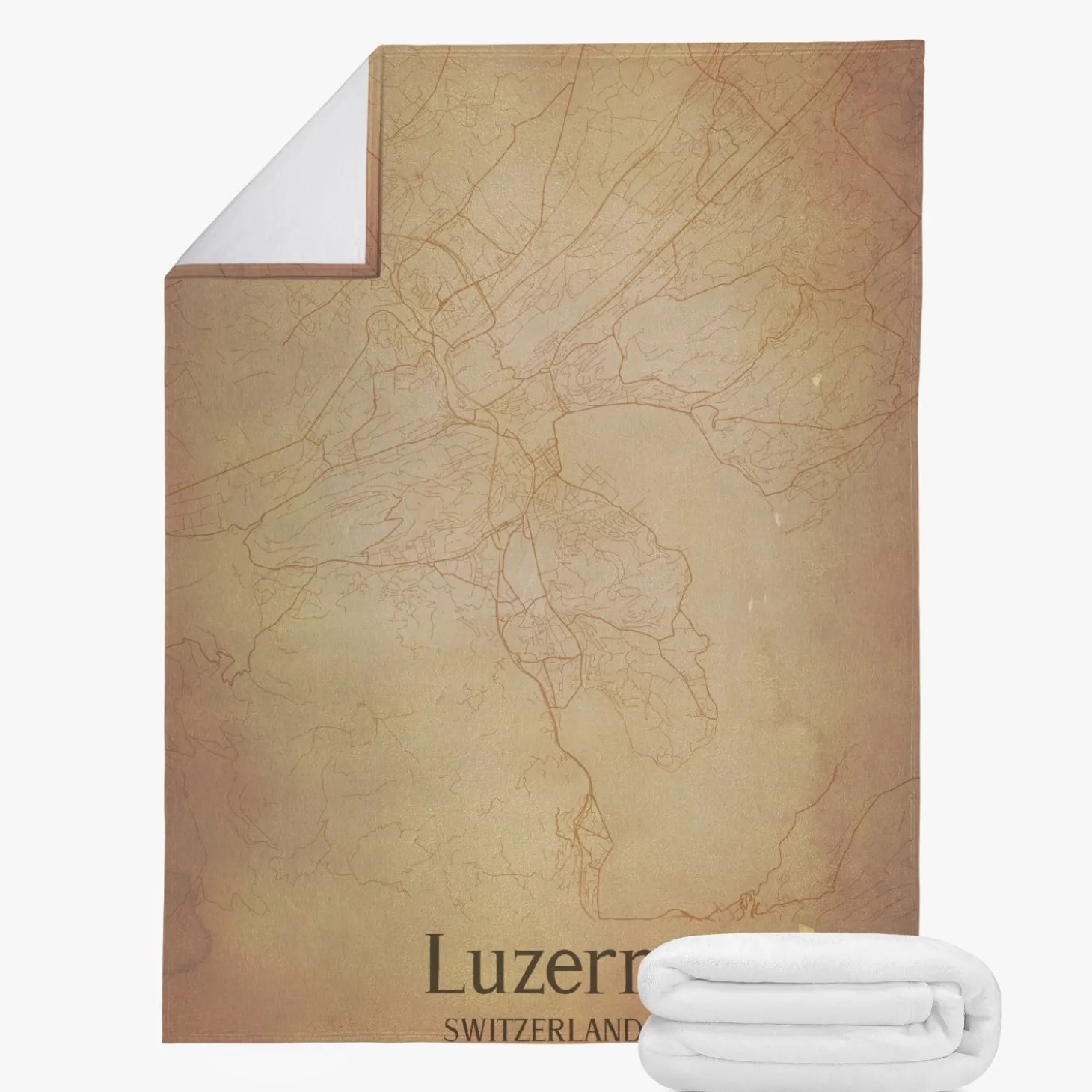 Fleecedecke Luzern Vintage map