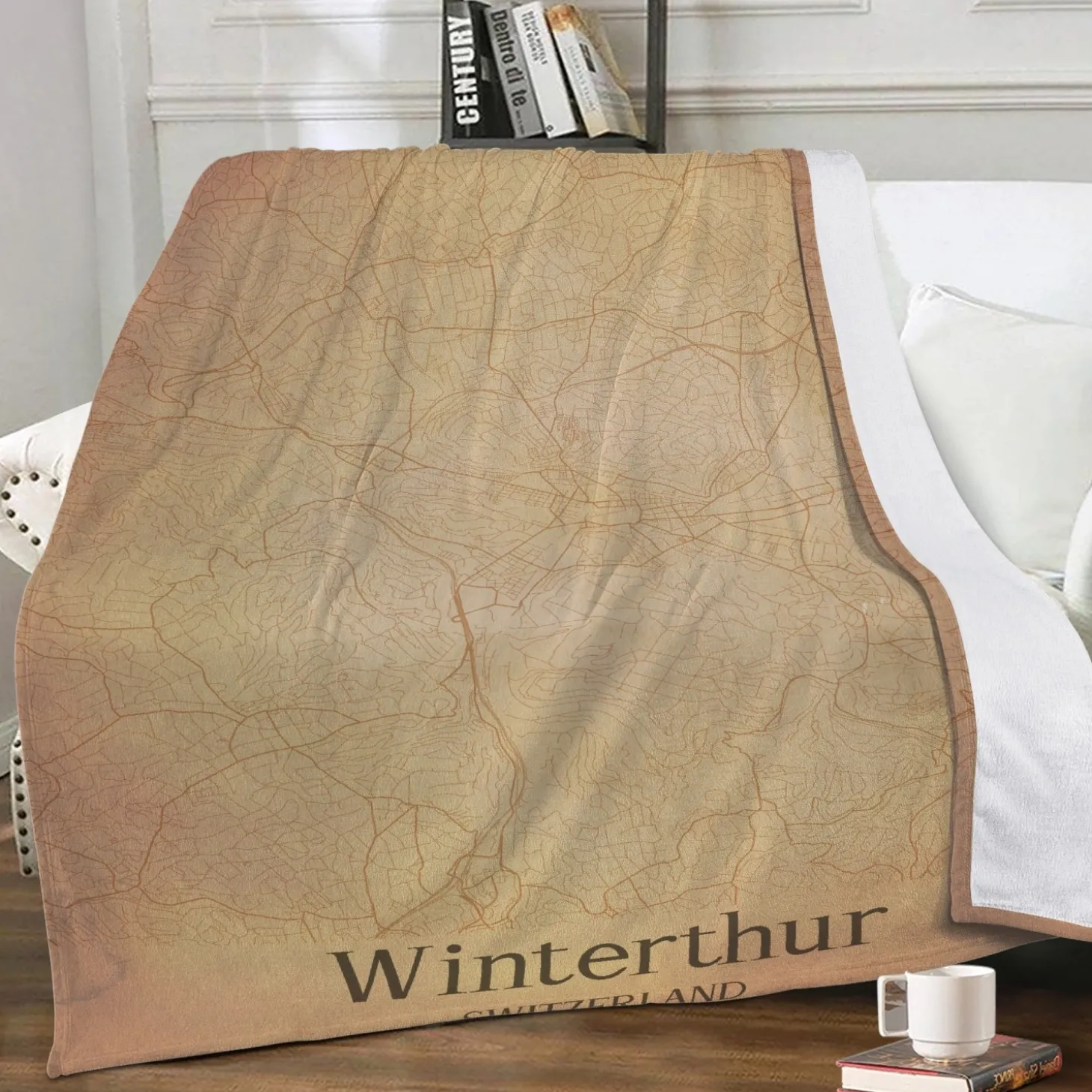 Fleecedecke Winterthur Vintage Karte