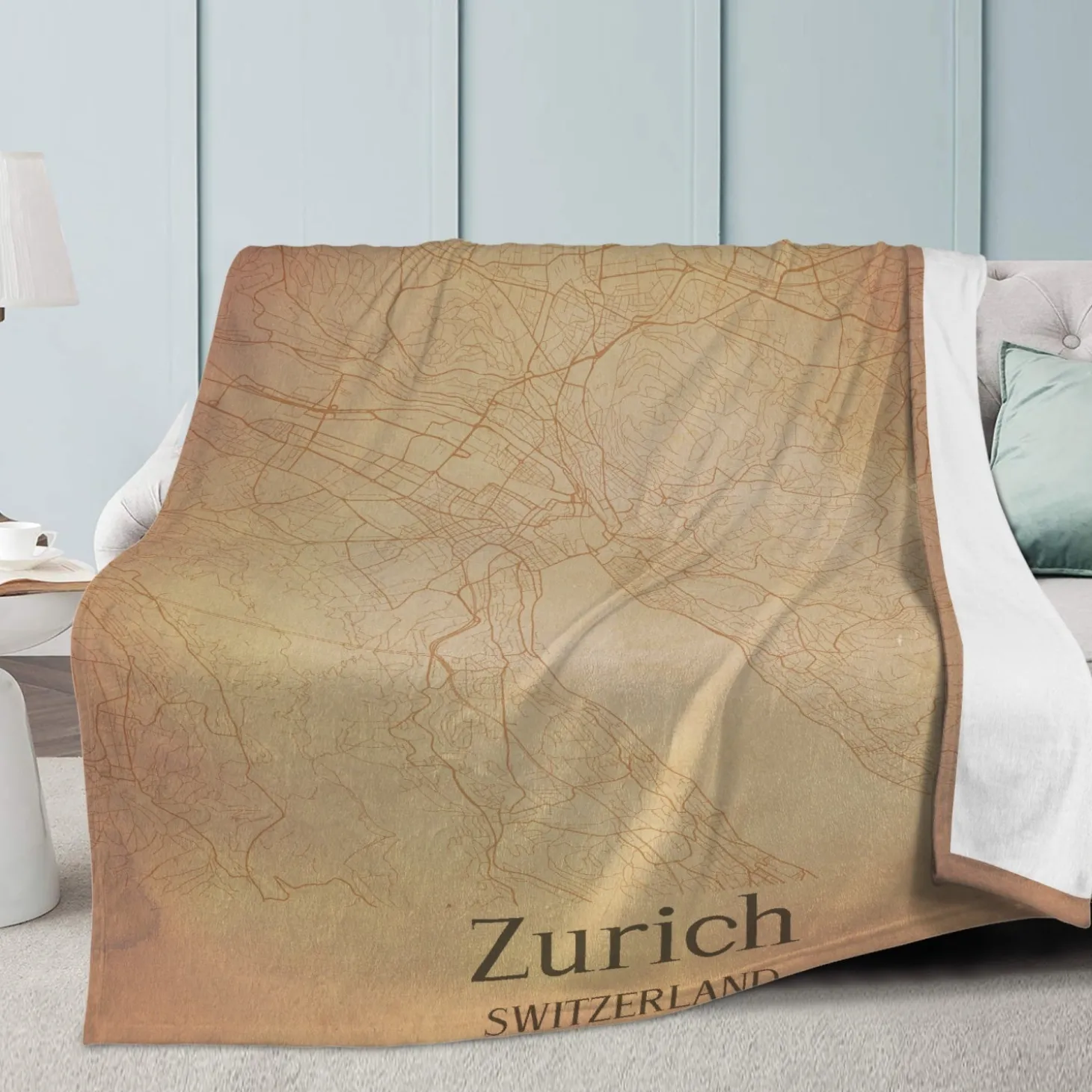 Fleecedecke Zürcher Vintage Karte