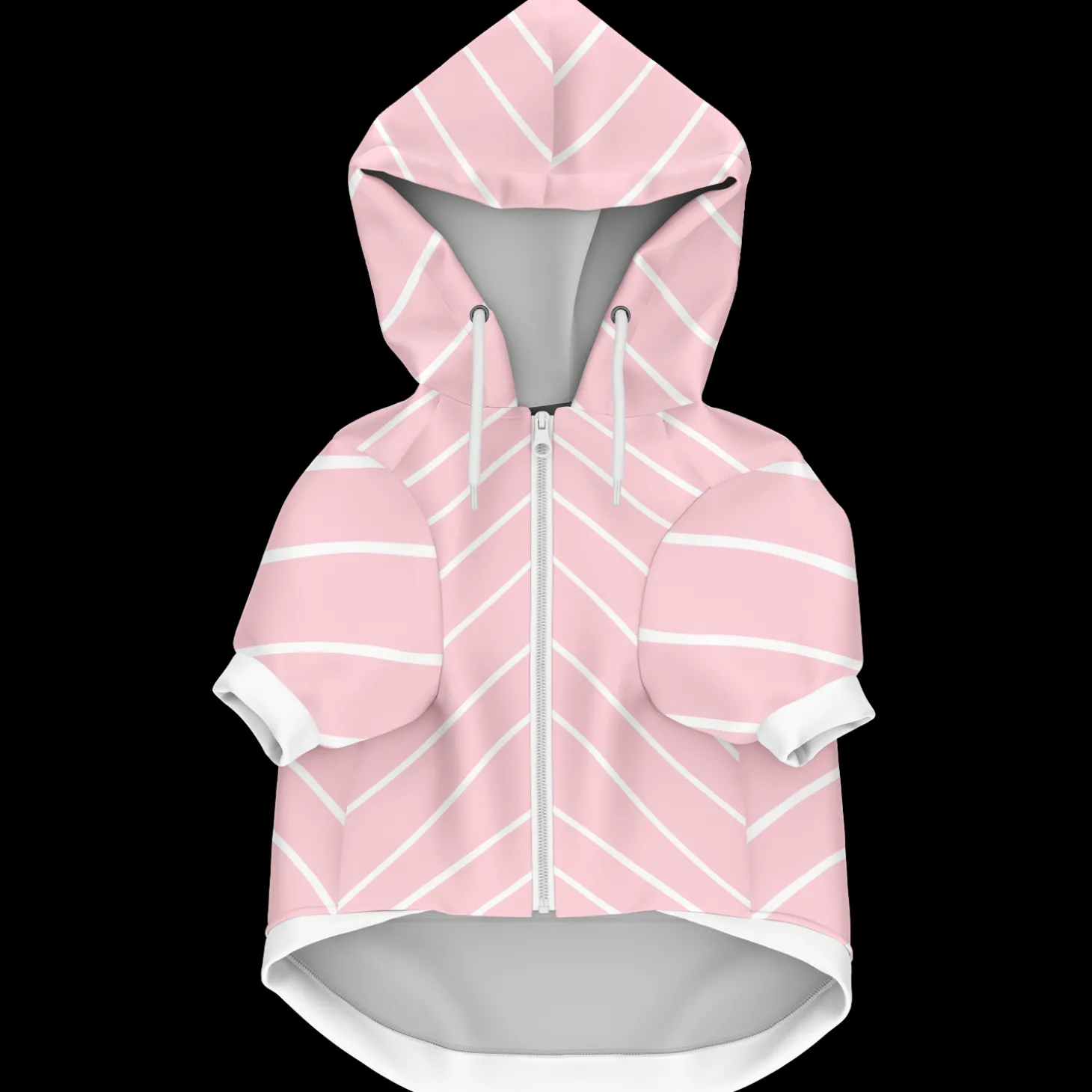Kapuzenpulli mit Reißverschluss für Hunde | Weiß gestreifte Rose