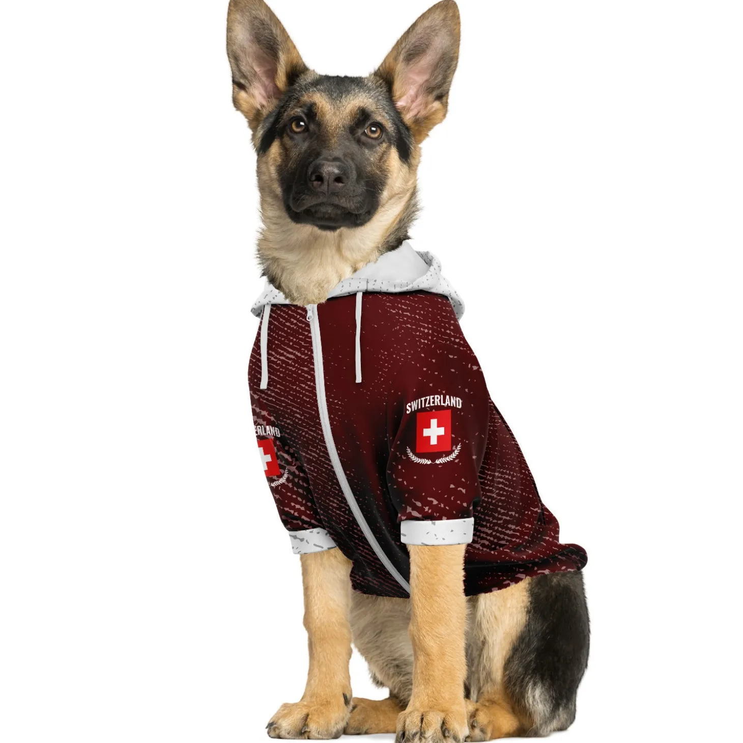 Kapuzenpulli mit Reißverschluss für Hunde - Schweiz