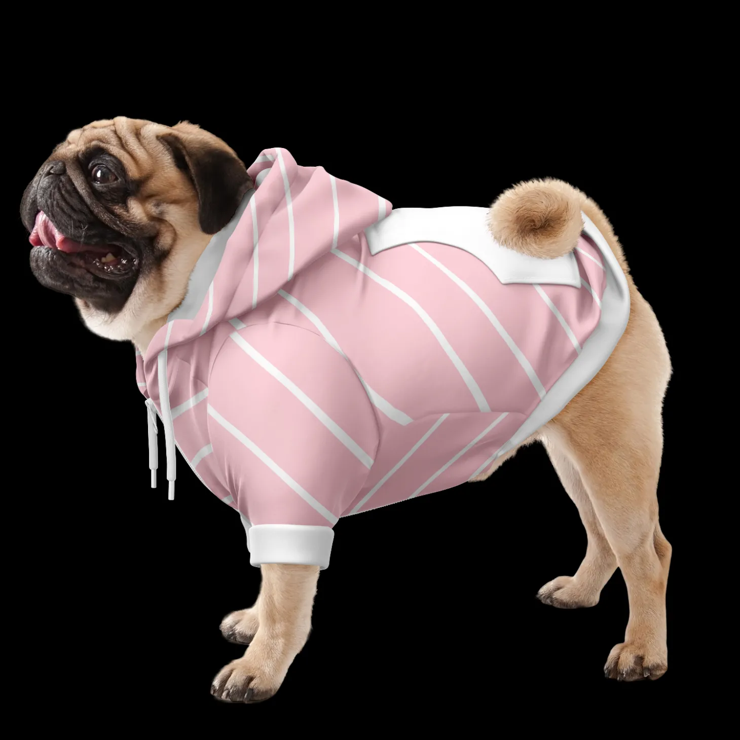 Kapuzenpulli mit Reißverschluss für Hunde | Weiß gestreifte Rose