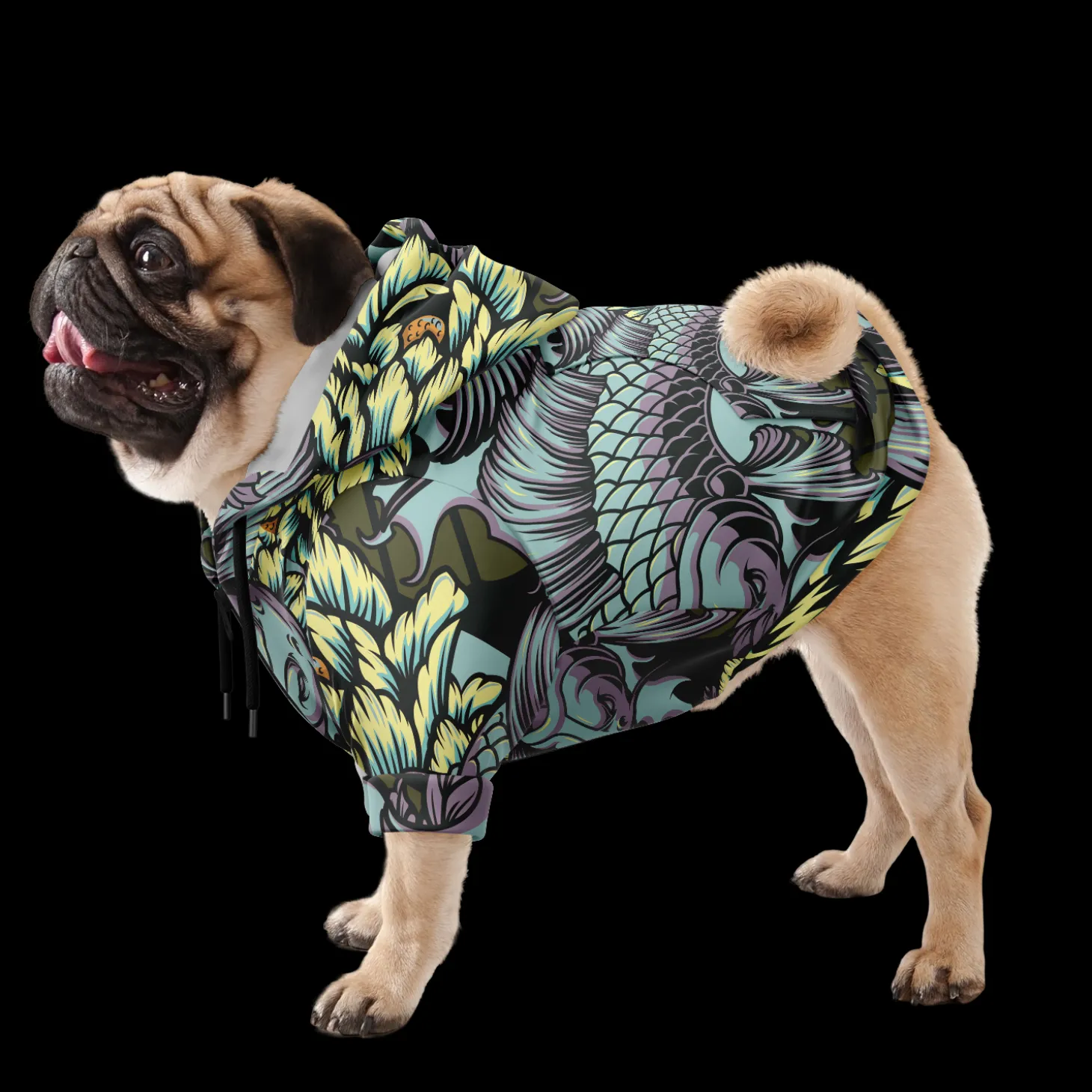 Kapuzenpulli mit Reißverschluss für Hunde | Koi Karpfen